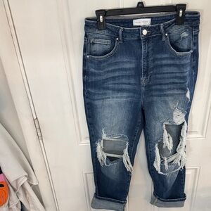 Ripped Indigo Boyfriend Jeans